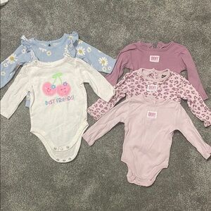 DKNY Pink and Purple Long Sleeve Bodysuit Collection 0-3mo Baby Girl Long Sleeve